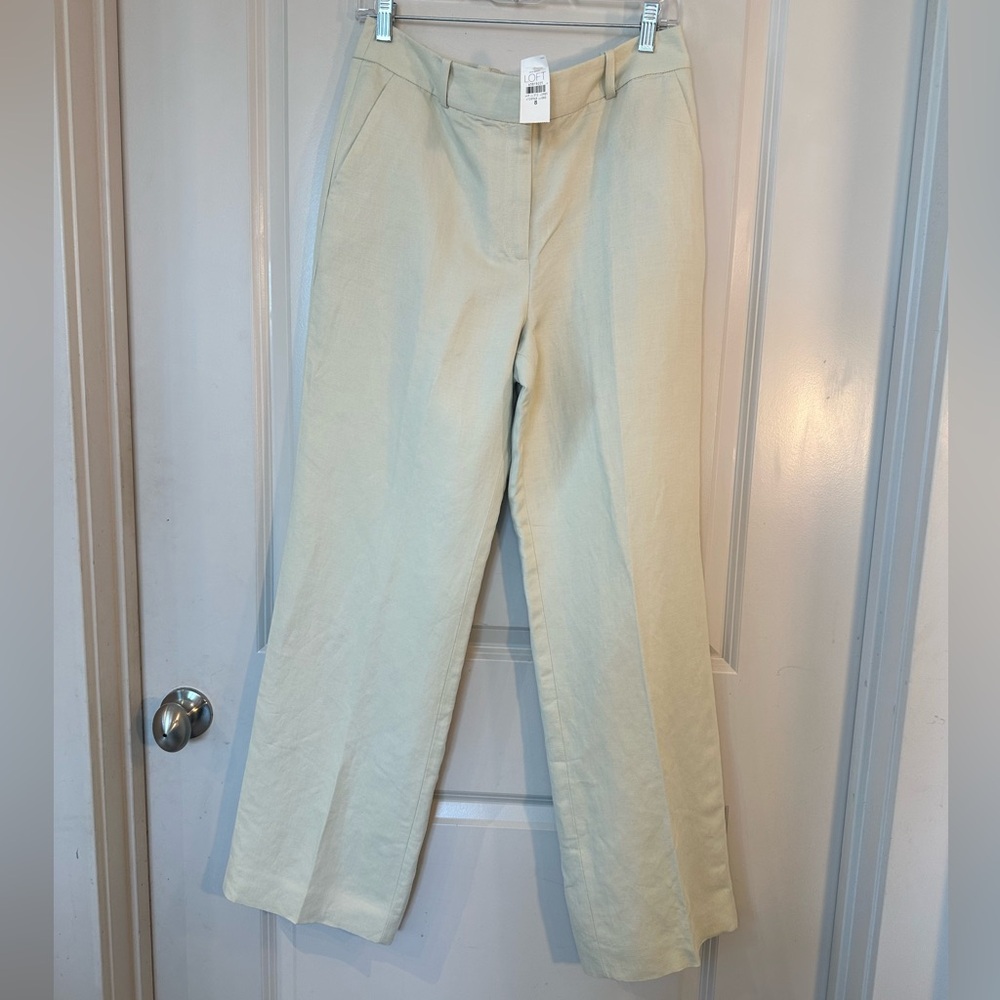 NEW Ann Taylor Loft Linen Blend Straight Leg Coastal Lightweight Pants, Size 8
